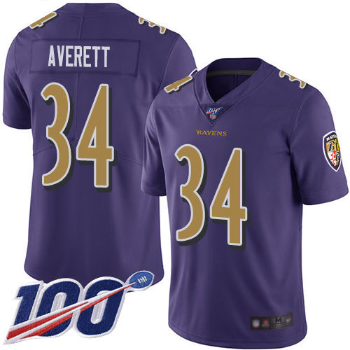 Baltimore Ravens Limited Purple Men Anthony Averett Jersey NFL Football 34 100th Season Rush Vapor Untouchable